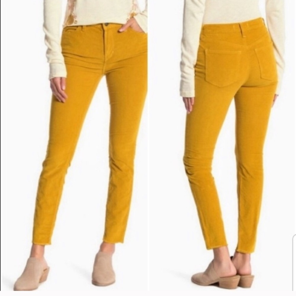 Free People Mustard Yellow Cropped Corduroy Pants